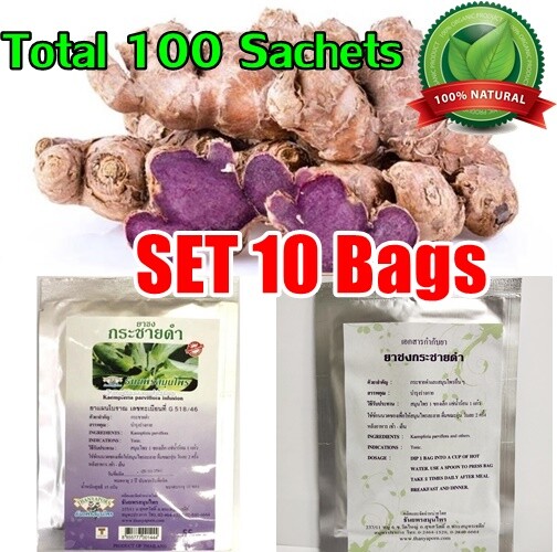 100X TEA Thai Black Ginger Drink MEN Kaempferia Parviflora Energy Strength+Track