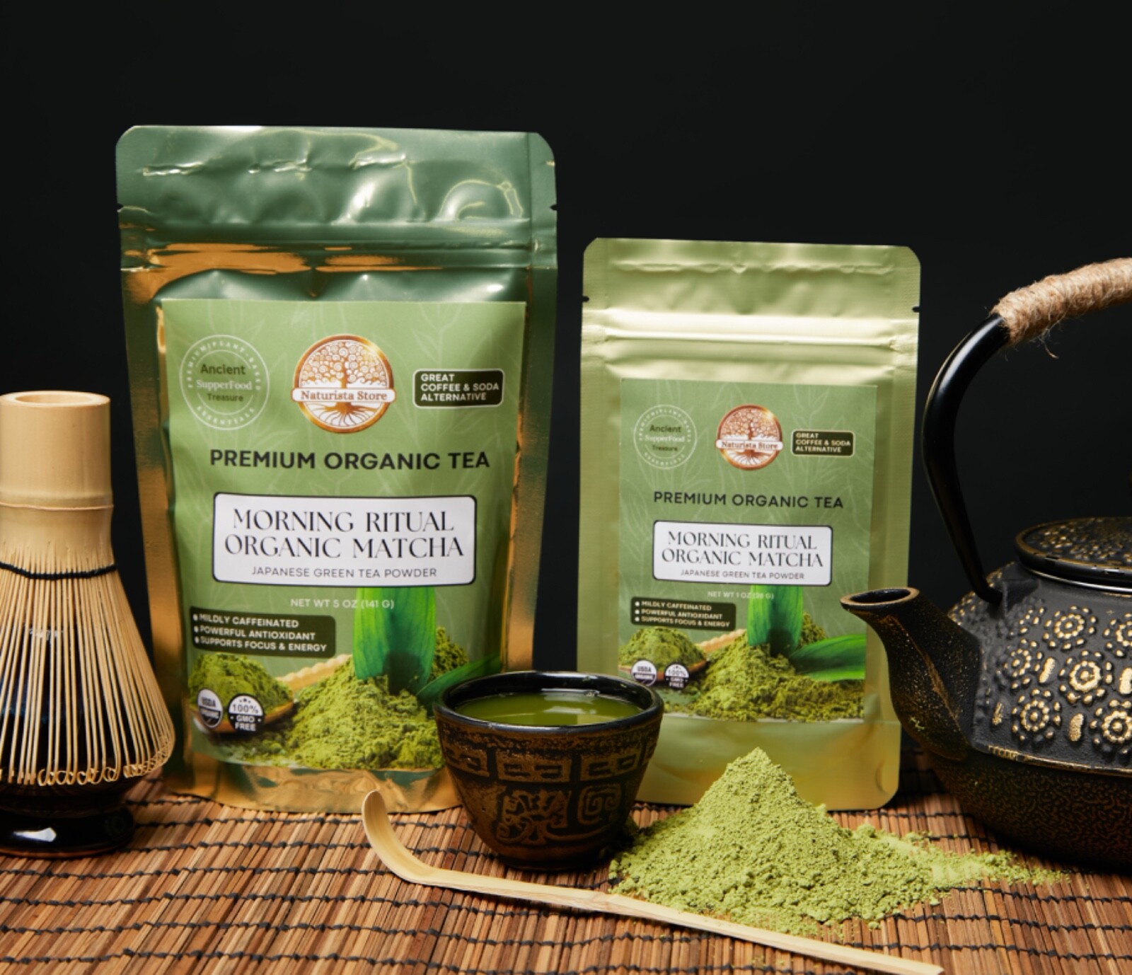 Organic Japanese Ceremonial Grade Matcha Green Tea Powder 1 oz Grown in Japan