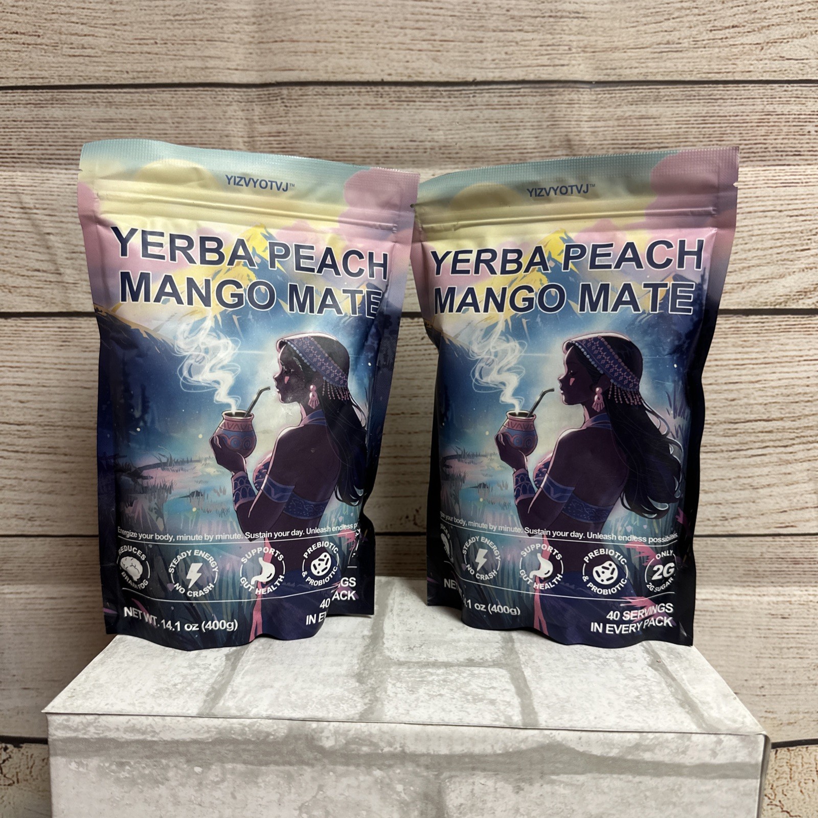Yerba Peach Mango Mate 40 Servings Energy Focus Powder 07/2027 Lot Of 2