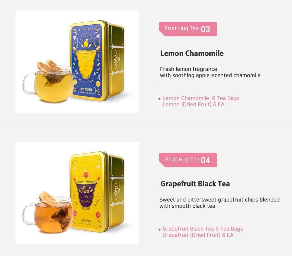 Ssanggye Korean Fruit Hug Tea Tin w/ Dried Fruit Chips Premium 6 Bags