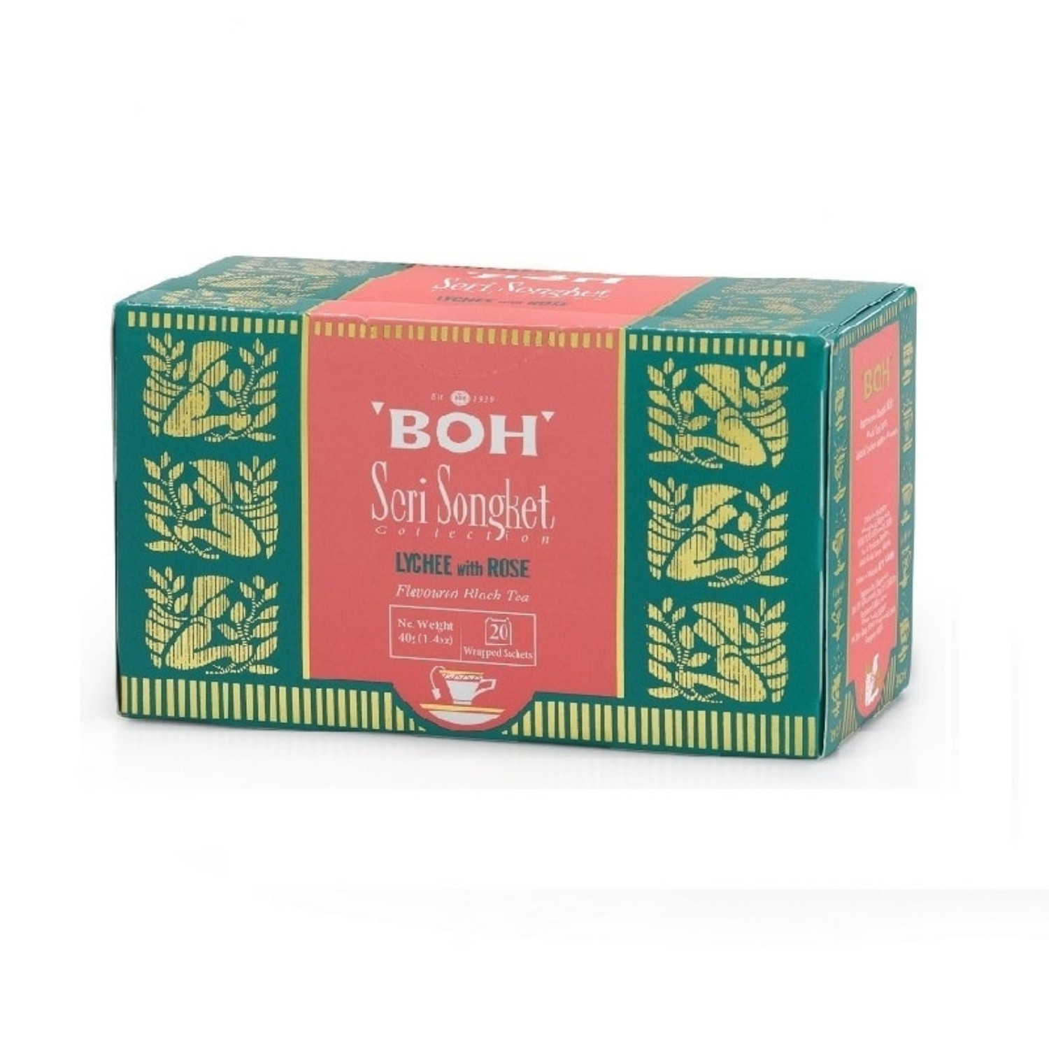 BOH Seri Songket Lychee with Rose Tea – 20 Sachets Exotic Floral Malaysian Tea