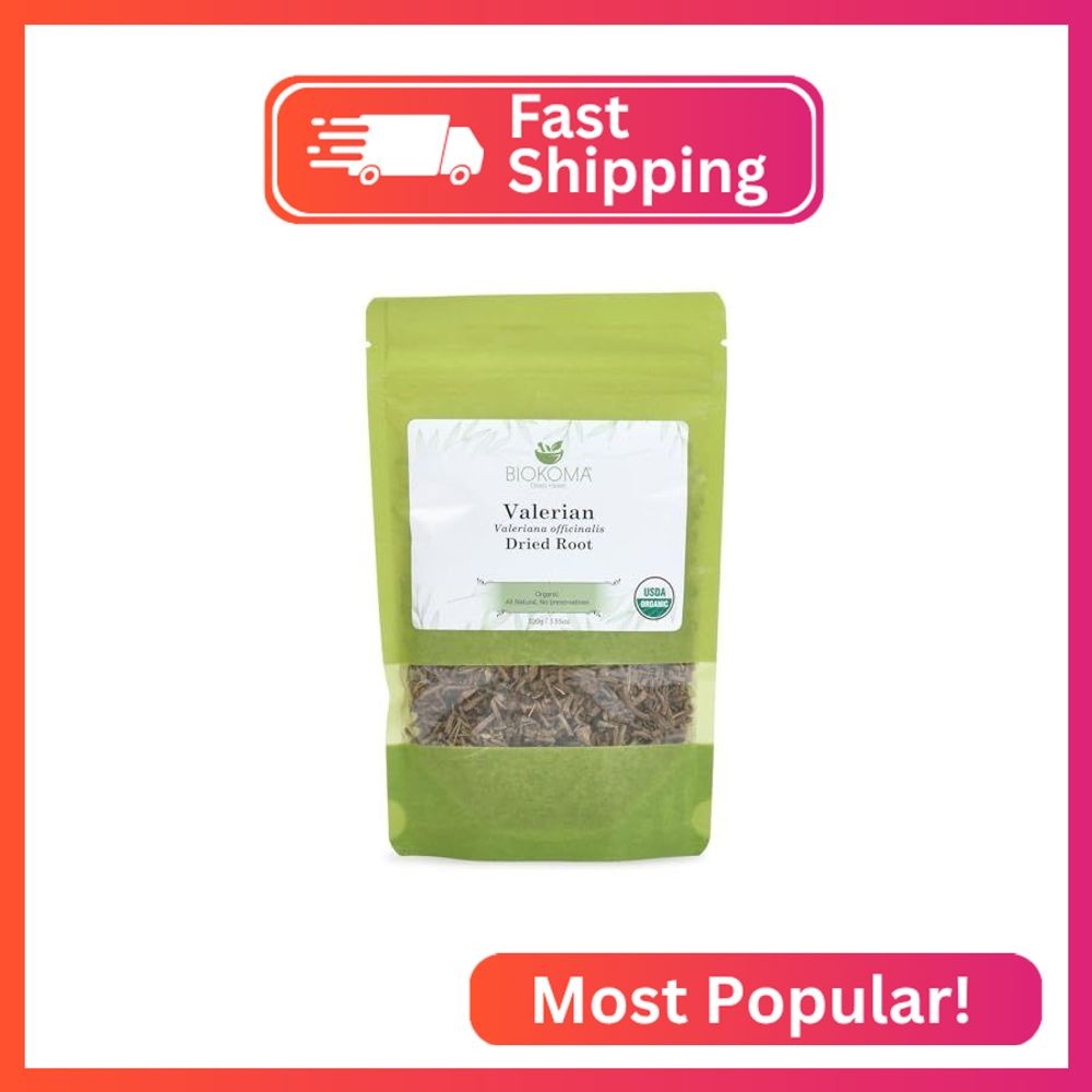 Biokoma Organic Valerian Dried Root 100g 3.55oz Cut Valeriana officinalis Herb S