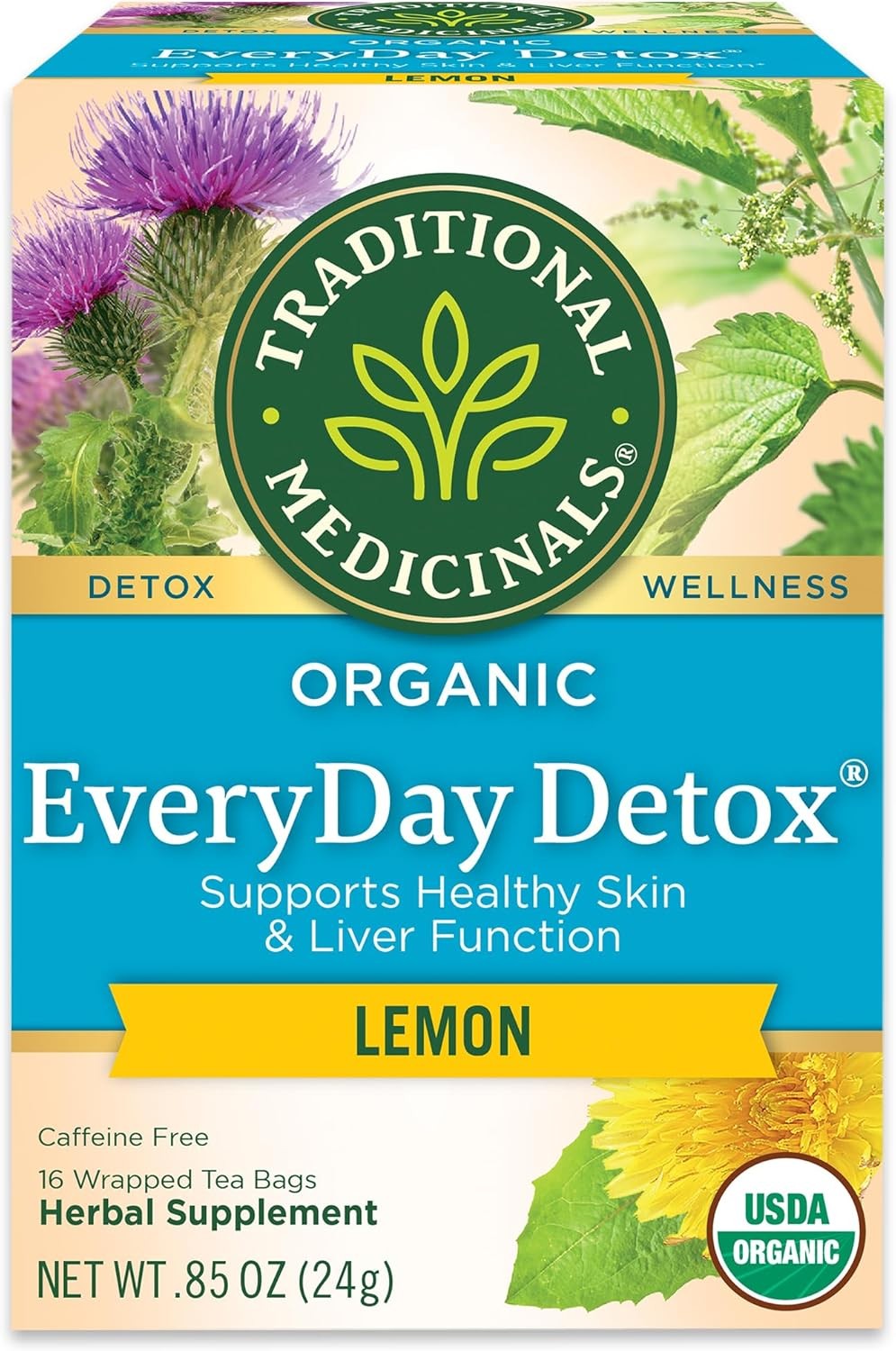 Traditional Medicinals Tea, Organic Everyday Detox Lemon, Supports Healthy Skin