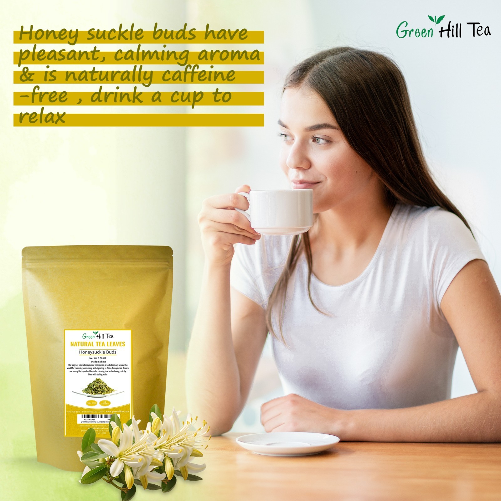 Traditional health herbs, Honey suckle dried herbal tea honeysuckle tea 5 oz