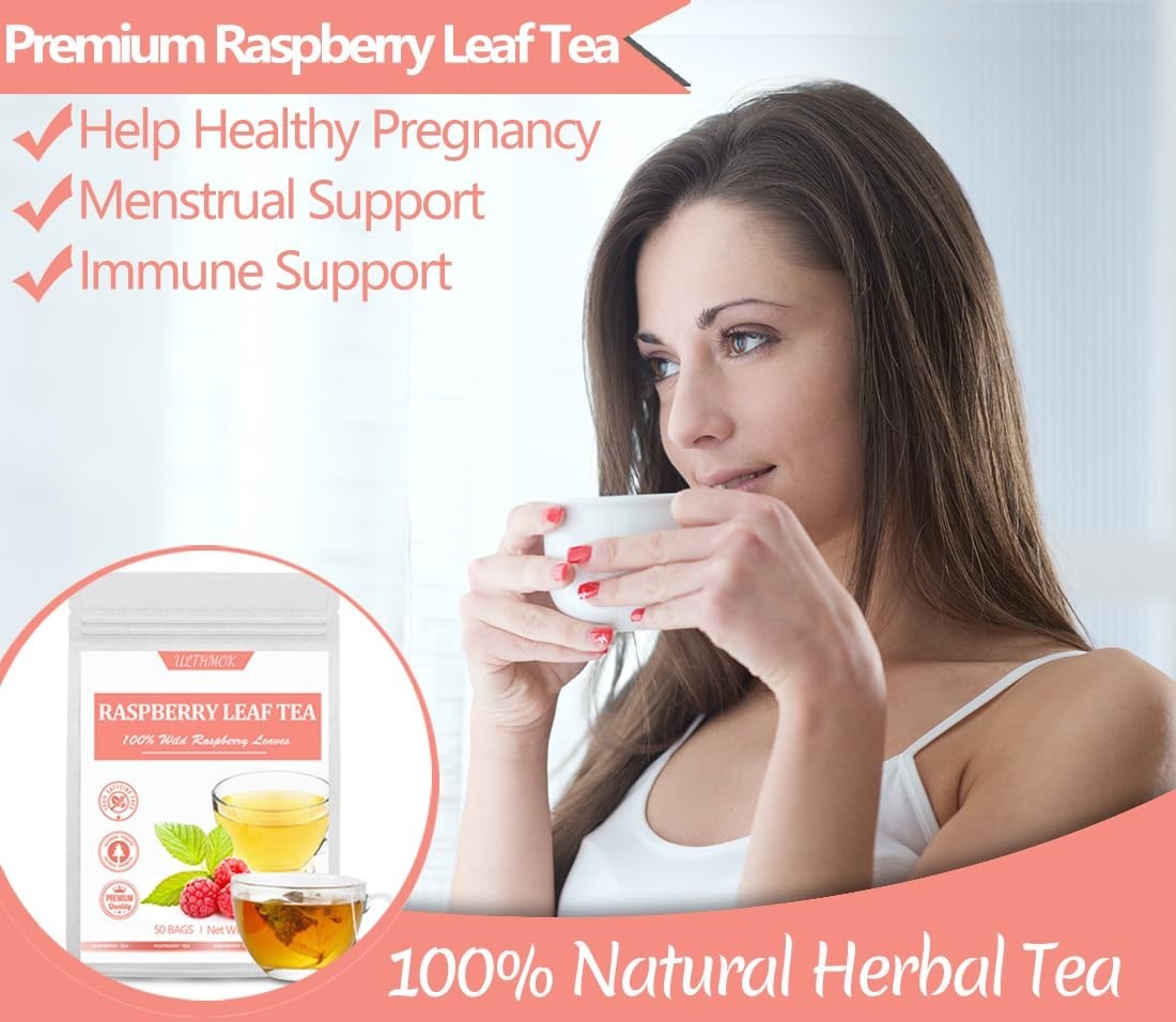 100% Natural Red Raspberry Leaf Tea Bags – Supports Pregnancy & Menstrual Health