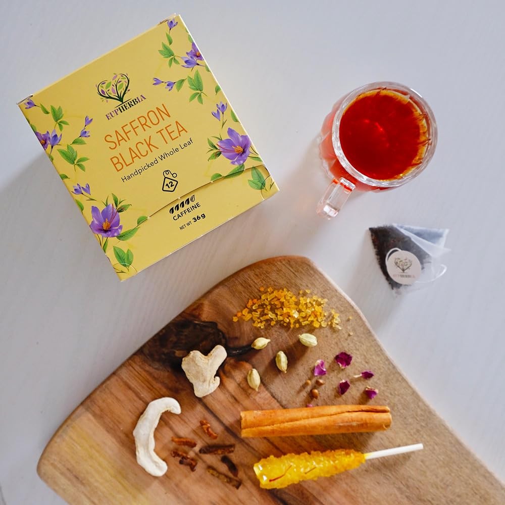Saffron Black Tea, Handpicked, Highland Grown Whole Leaf Tea, Enriched with P…