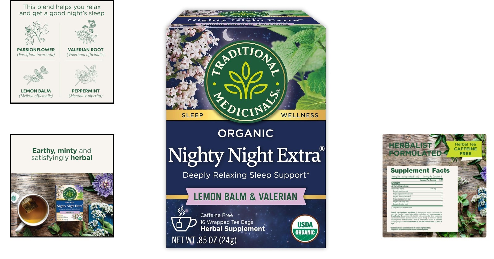 Organic Nighty Night Extra Tea with Valerian Root – 16 Bags for Relaxation