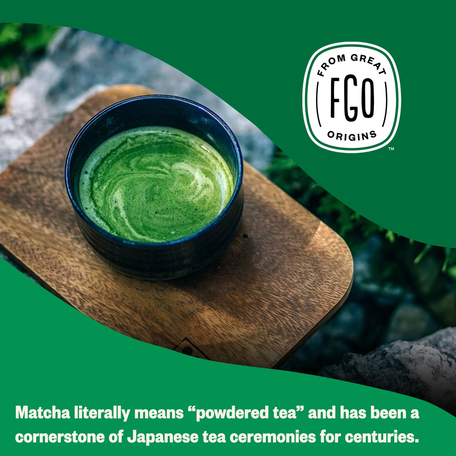 FGO Organic Sweet Matcha Latte Powder 16oz – Japanese Matcha, Brazilian Sugar