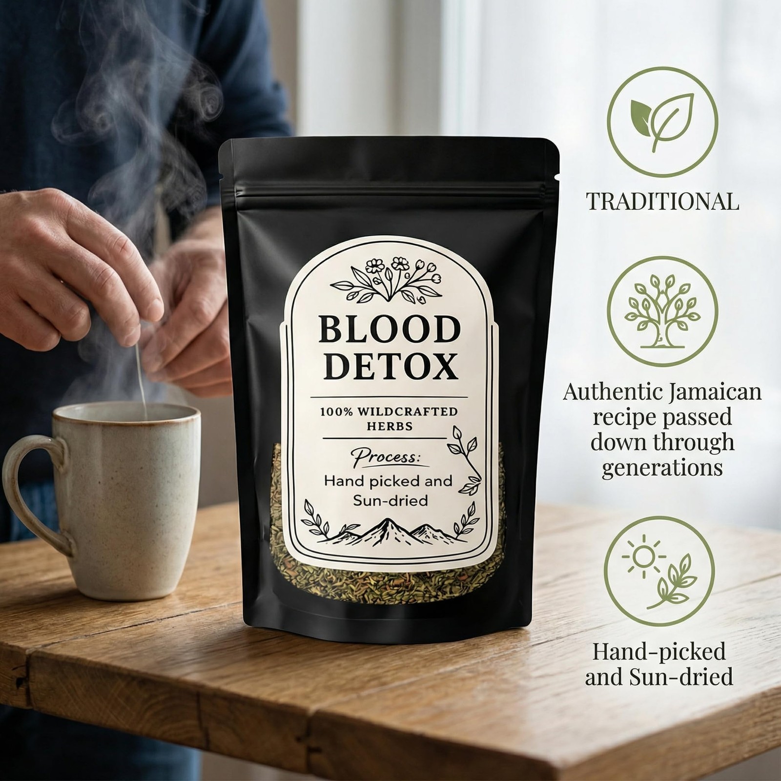 Detox Tea All Natural Herbal Formula Handmade Caffeine-Free Loose Leaf 170 g 1