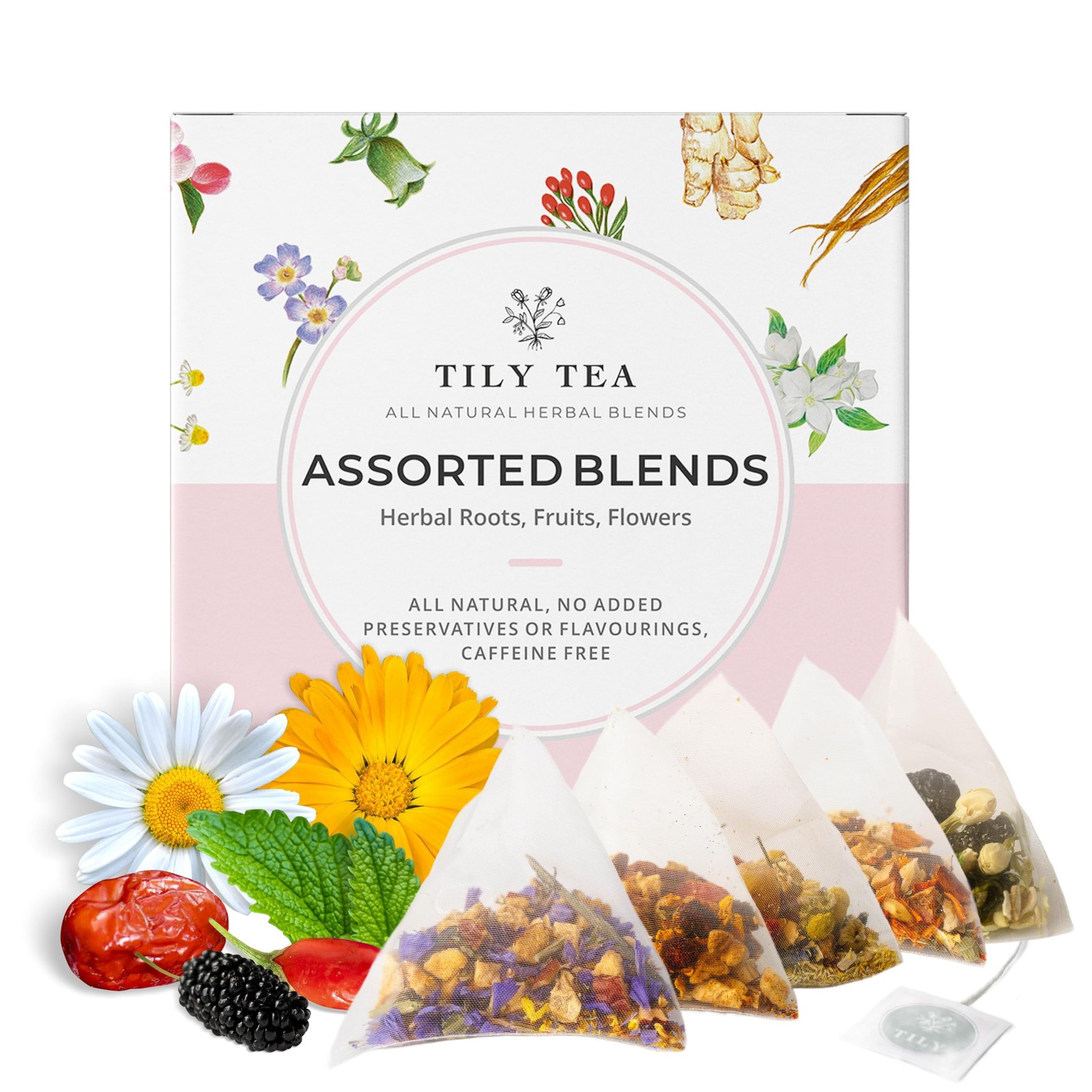 Assorted Herbal Tea Box – 5 Flavors of Caffeine-Free Tea – Morning Shine, Thr…