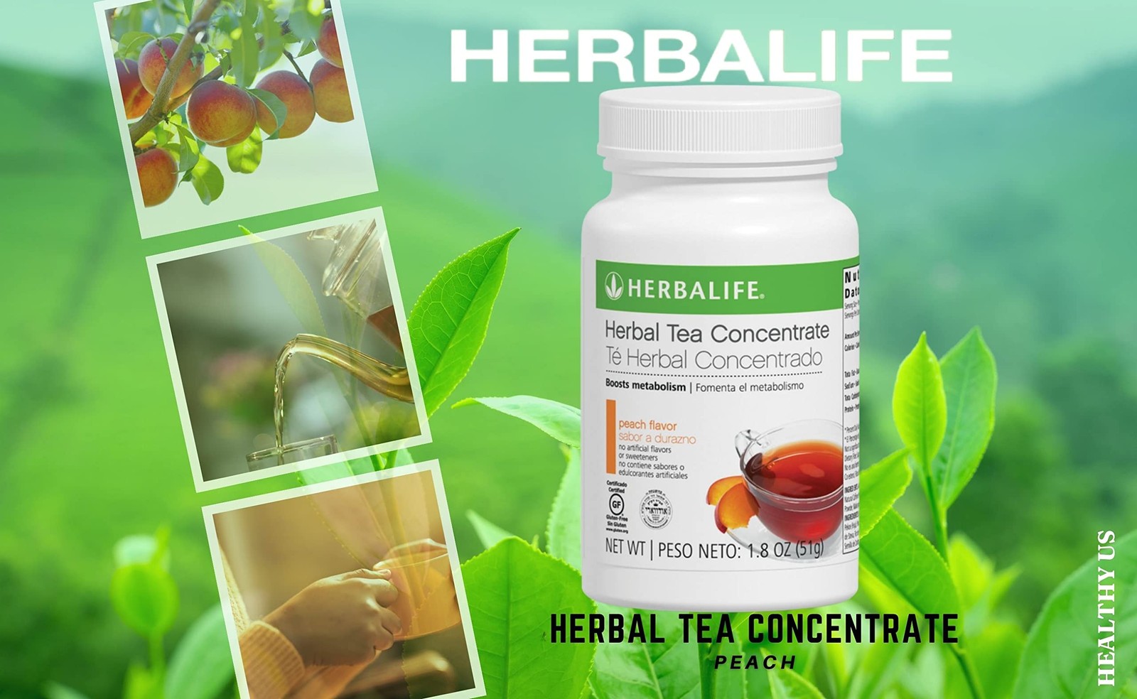 Herbalife Herbal Tea Concentrate Peach 1.8 Oz. 51g Gluten Free, Naturally Fla…