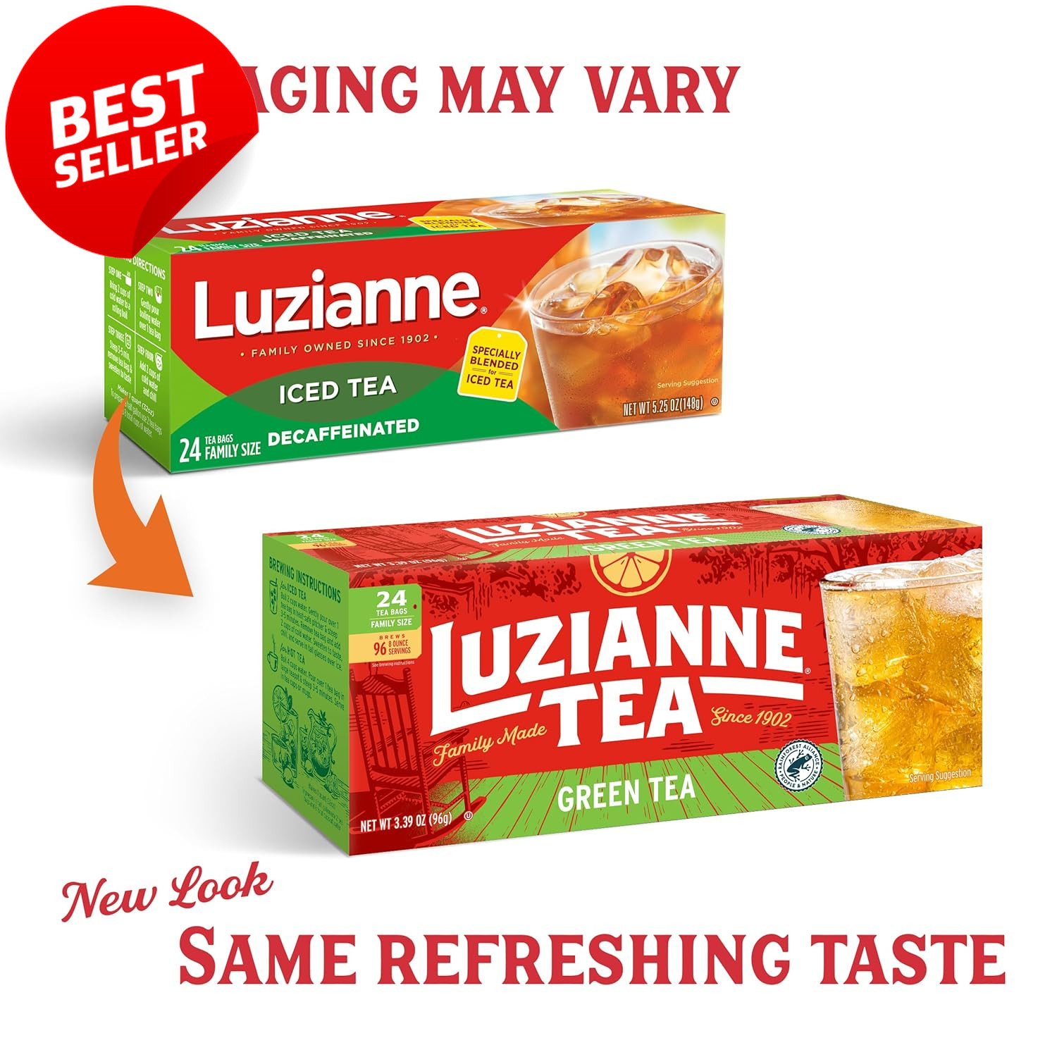 Green Tea Bags, Family Size, 24Ct Box (Pack of 6)