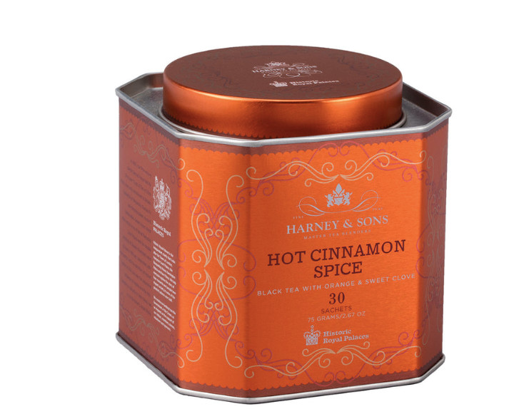 HRP Harney & Sons 30 ct Gift Tin HOT CINNAMON SPICE Black Tea Sachets
