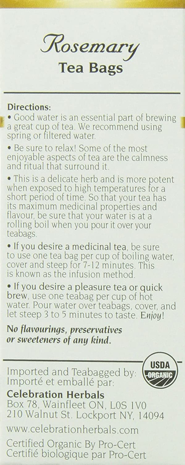 Rosemary Leaf Tea Organic 24 Bag, 0.74 Ounce