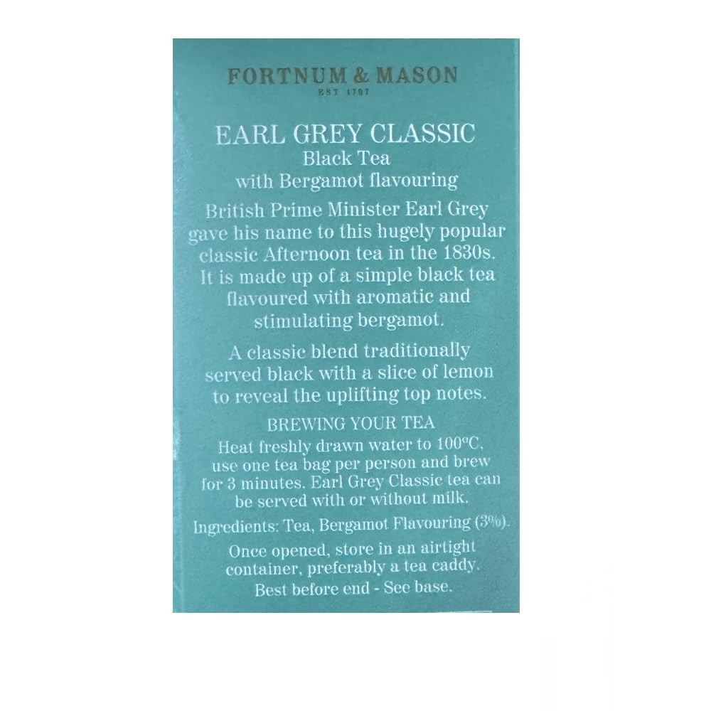 Earl Grey Black Tea 25 Count Individually Wrapped Tea Bags Classic Flavor