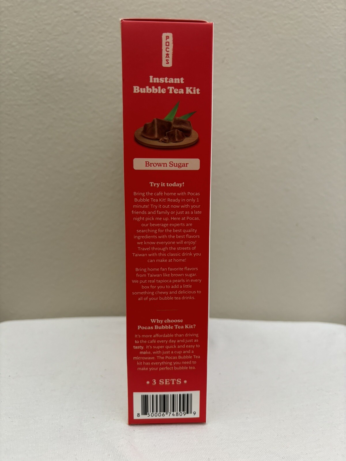 Instant Bubble Tea Kit Brown Sugar Flavor Makes 3 Teas 8.9 Oz Box Best By 12/25