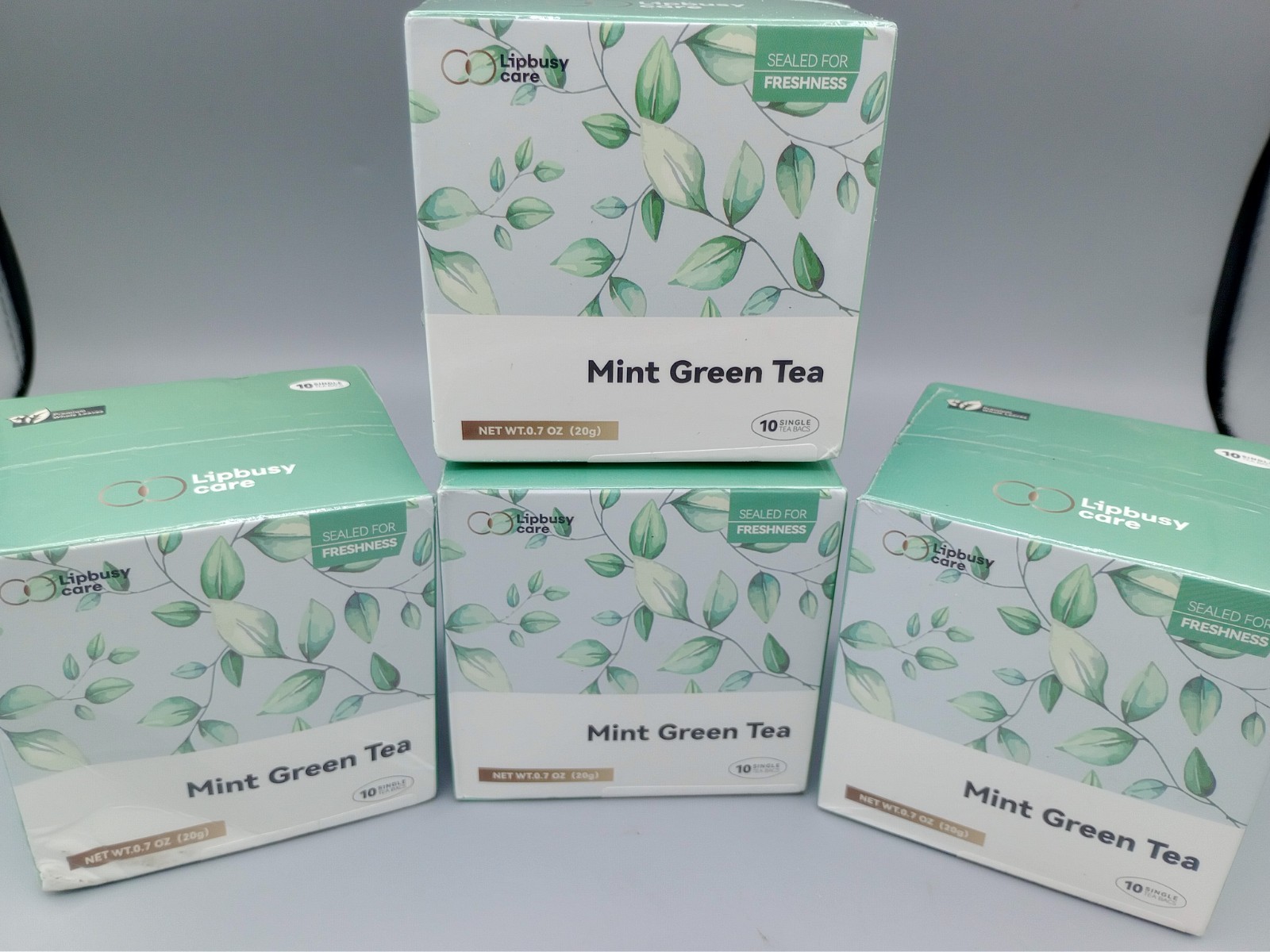 Lot of 4 – Lipbusy Care Organic Mint Green Tea Bags 10 x 4 Boxes = 40 Count