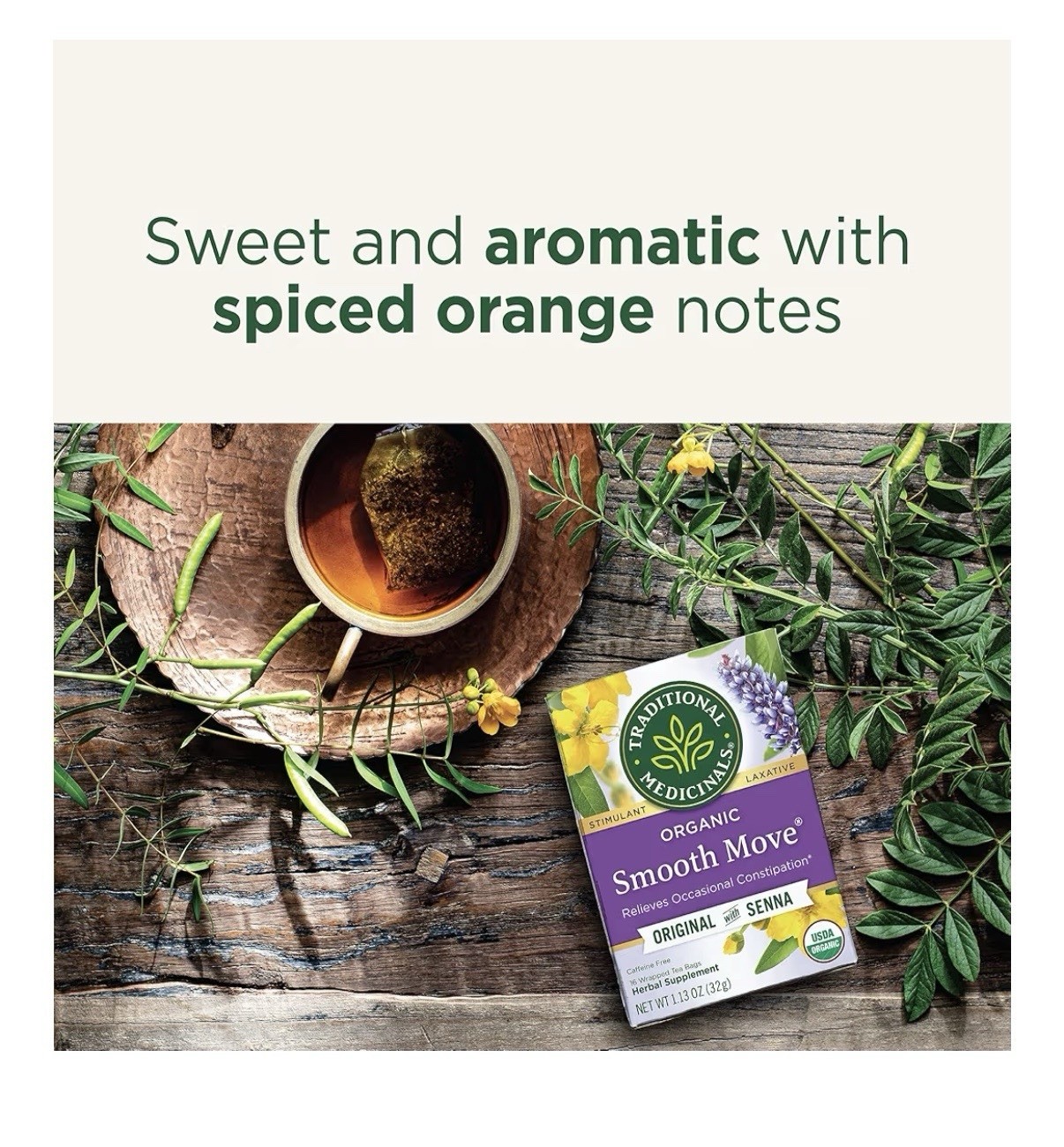 Traditional Medicinals Organic Smooth Move Herbal Tea Senna Licorice 16 Bags