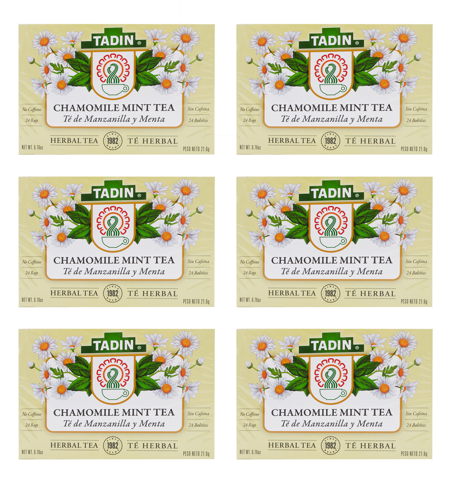 Tadin Chamomile Mint Herbal Tea, Sleep Aid, 24 Bags, (6 BOXES) Exp. 01/2027