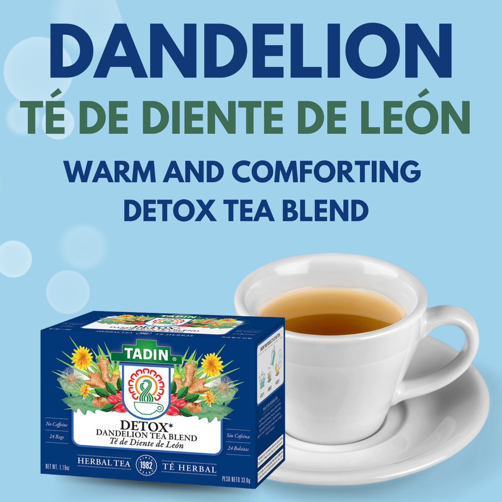 Tadin Dandelion Root Detox Tea Blend. Supports Digestion. 24 Teabags. 1.19 oz