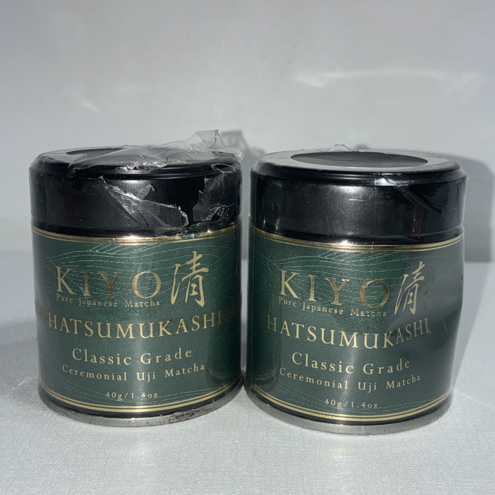 Lot Of 2 Sealed Kiyo Hatsumukashi Ceremonial Uji Matcha 40 G Each Damaged Outer