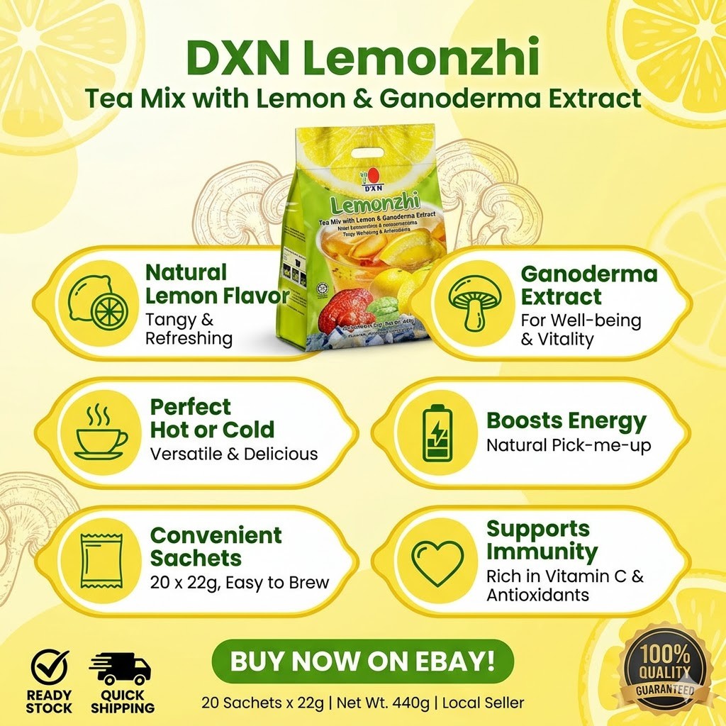 DXN Lemonzhi Instant Lemon Tea Drink with Ganoderma Lingzhi 20 Sachets 22g