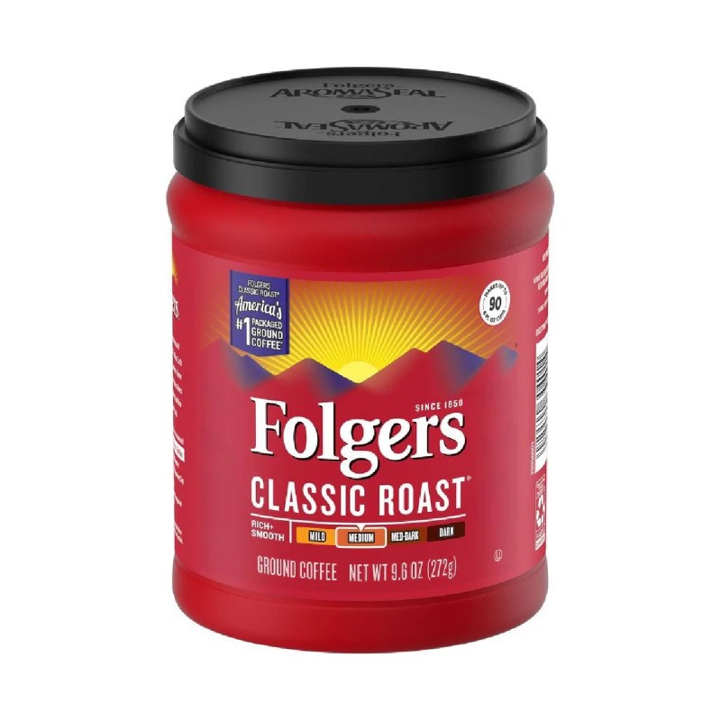 2x Folgers Classic Roast Coffee Medium Ground Beverage Breakfast Morning 9.6oz