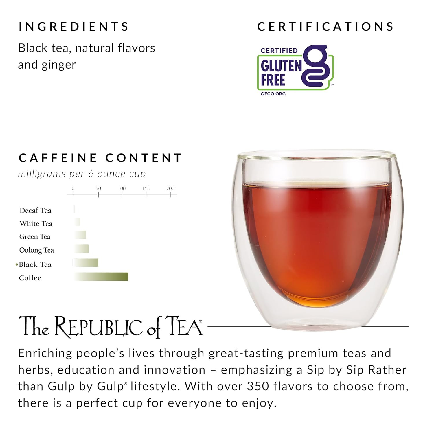 The Republic of Tea – Ginger Peach Black Tea, Caffeinated, 50 Count