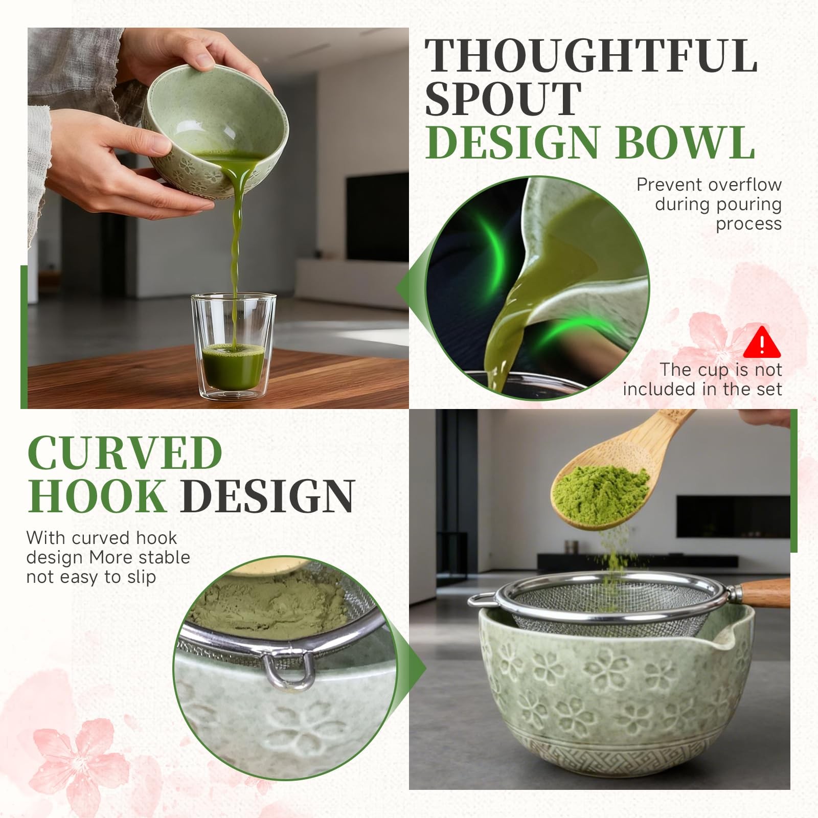 Matcha Whisk Set, Japanese Tea Ceremony Utensils (8 PCS) with Matcha Bowl wit…