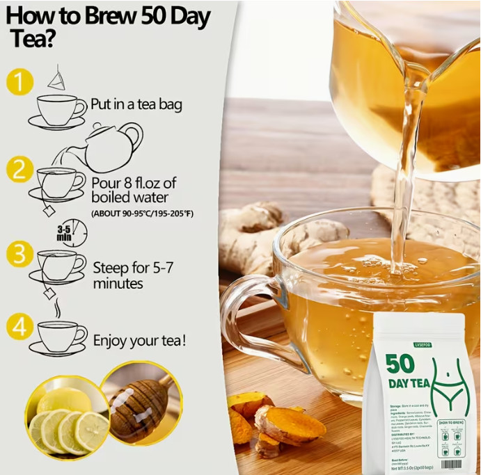 50 Bags of Cleansing Tea, Delicious Big Belly Tea, 3.5 Oz (2G X 50 Bags)