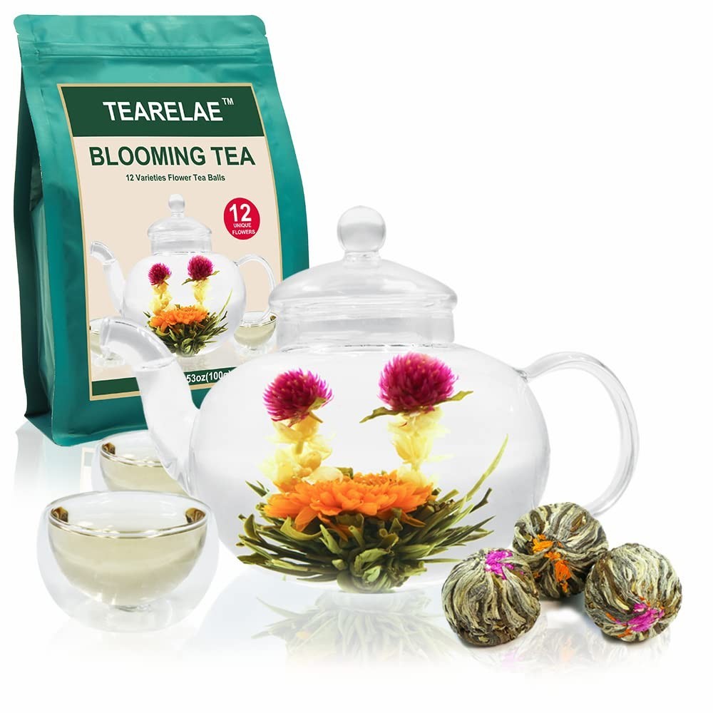 Blooming Tea Flowers 12pcs Green Tea & Edible Flowers Individually Sealed