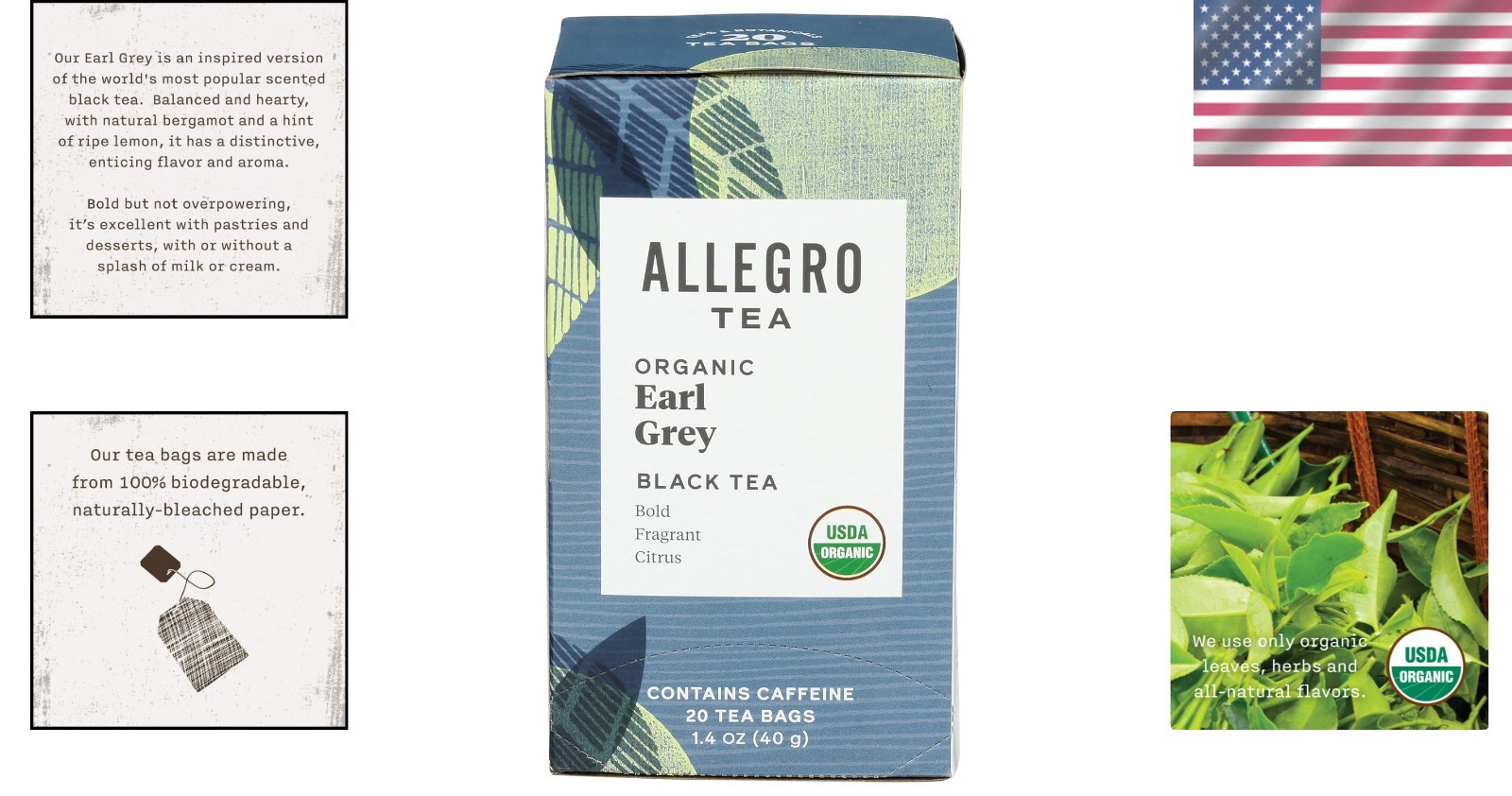 Allergen-Free 20 Count Organic Earl Grey Tea Bags – Perfect for Relaxation