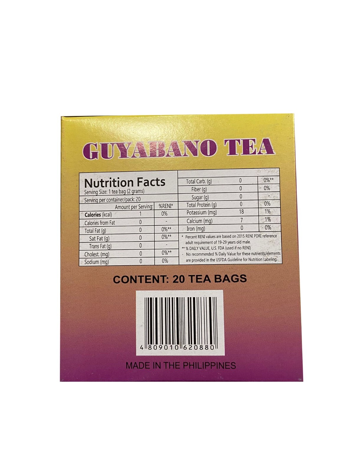 Namica Guyabano Herbal Tea 100% All Natural Health Drink