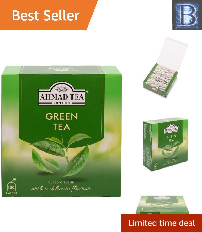 Green Tea Teabags, 100 Count – Caffeinated, Sugar-Free & Antioxidant