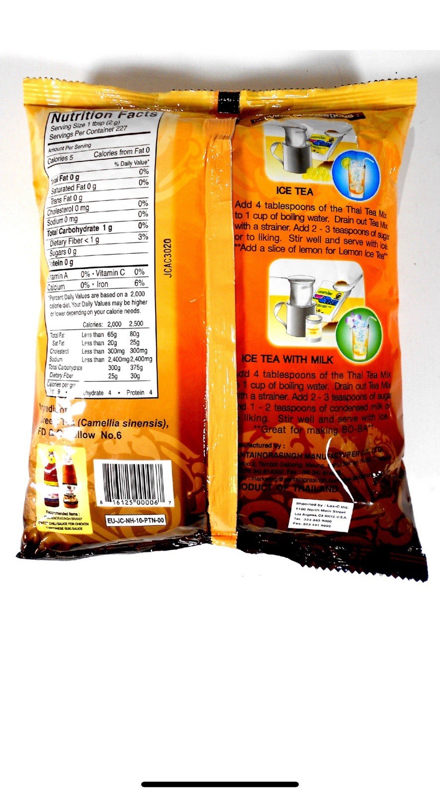 Best Thai Tea Leave Mix Pantai (Pantainorasingh) Brand 16 oz. / 1 Lb.