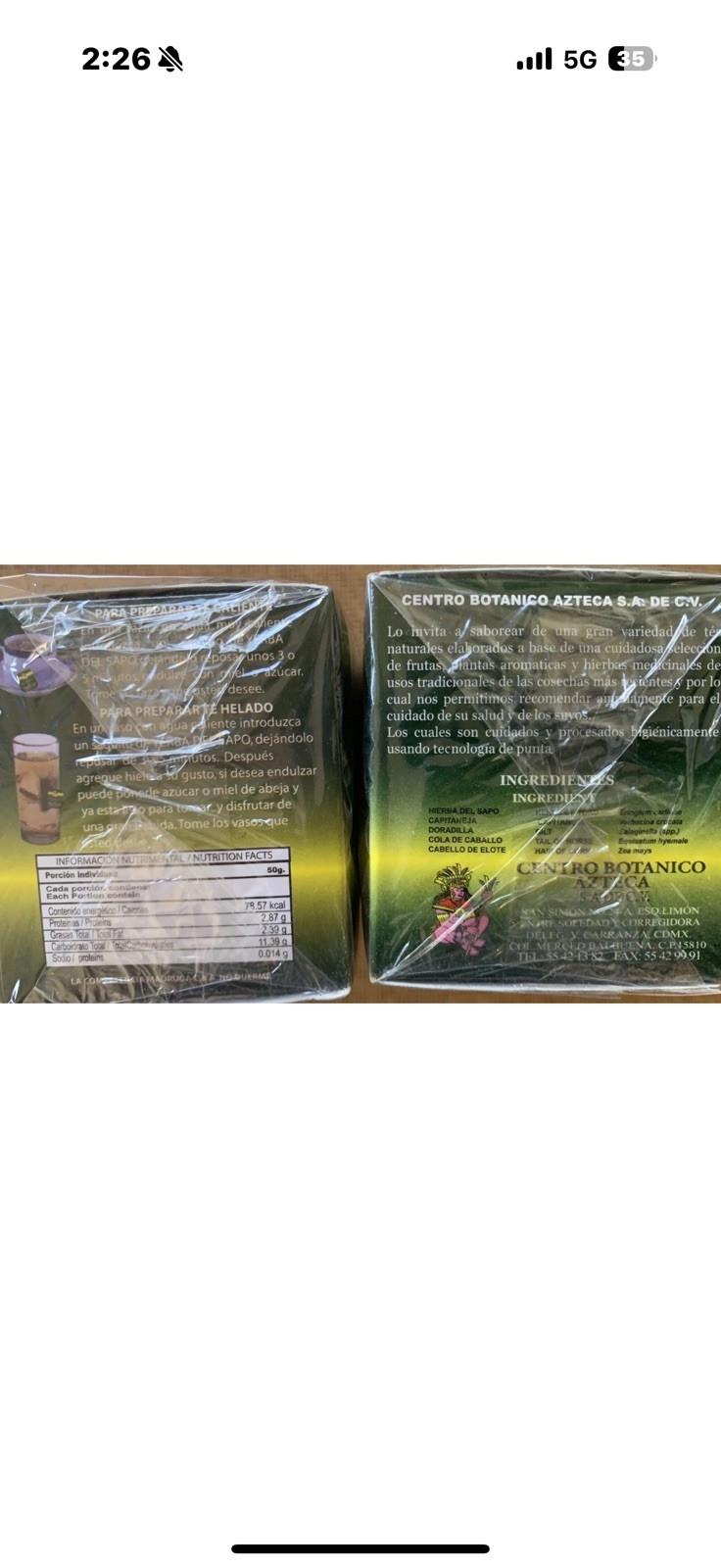 Hierba Del Sapo Tea Bags 50 Tea Bags Natural