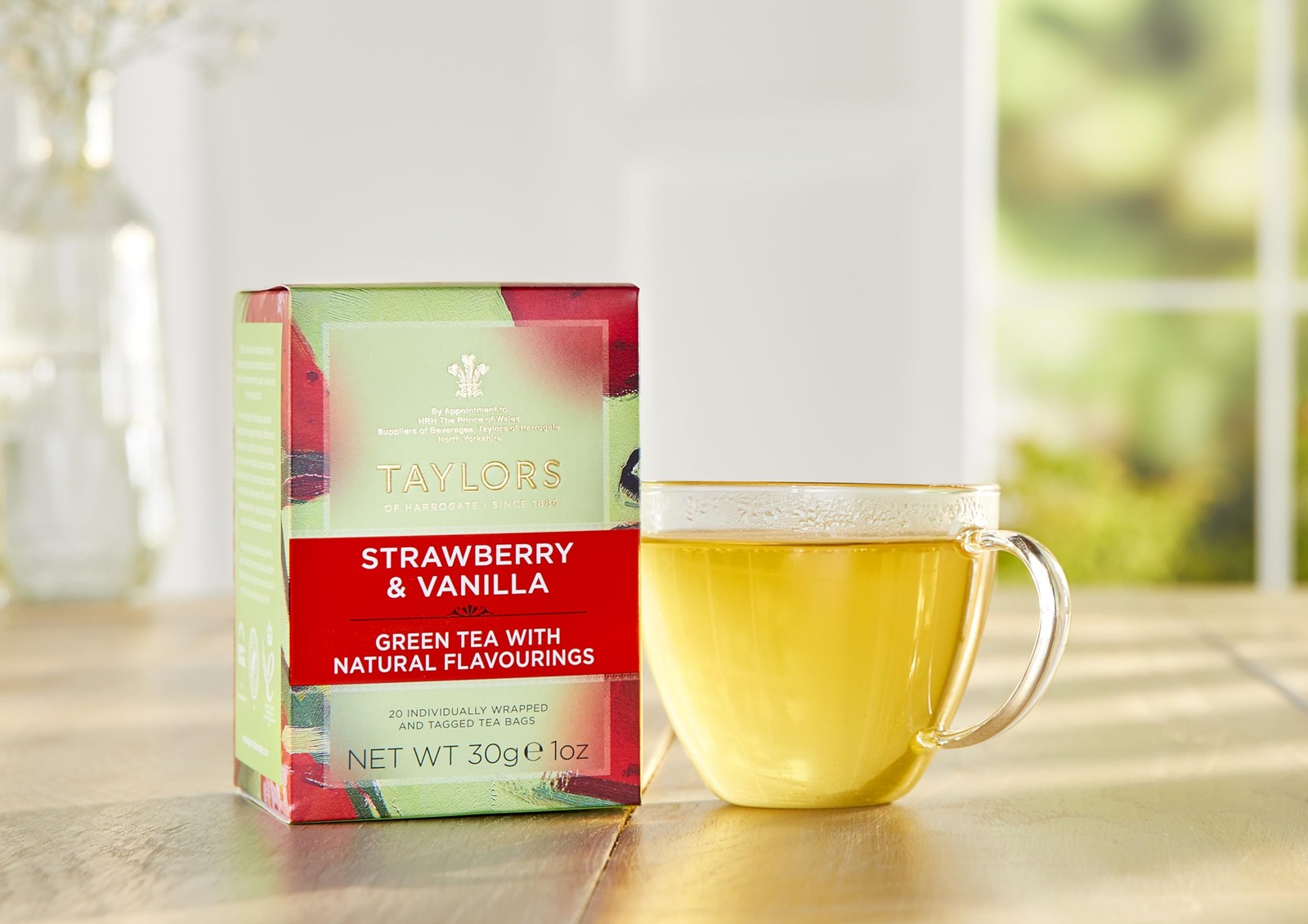 Taylors Of Harrogate Strawberry Vanilla Green Tea 20 Count Individually Wrapped