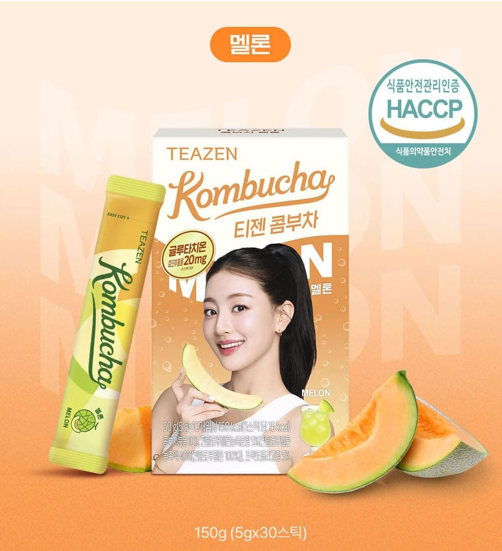 Teazen kombucha plum melon probiotic sparkling tea mix 30 sticks x2 K-food