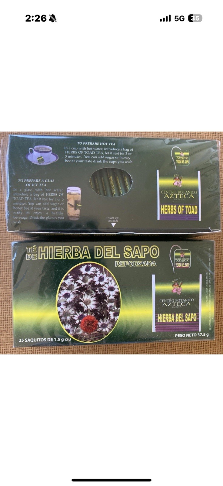 Hierba Del Sapo Tea Bags 50 Tea Bags Natural