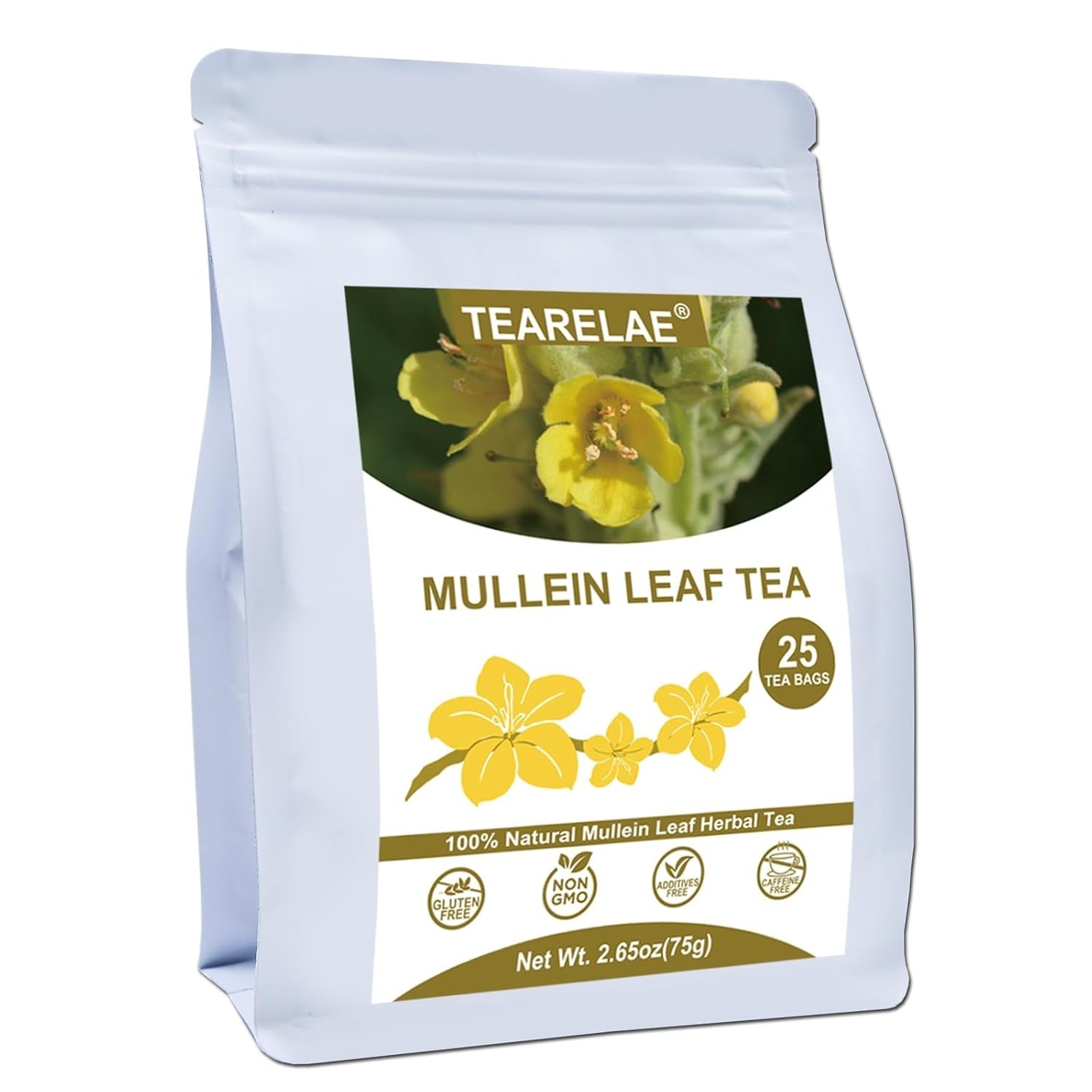 Mullein Tea Bags For Lungs – 2.65 oz/75g 3g X 25 Bags – 100% Pure Natural Mu…
