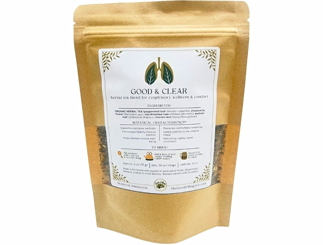 The Good Village Co. Good & Clear Loose Leaf Herbal Tea Mint Chamomile 2oz 50