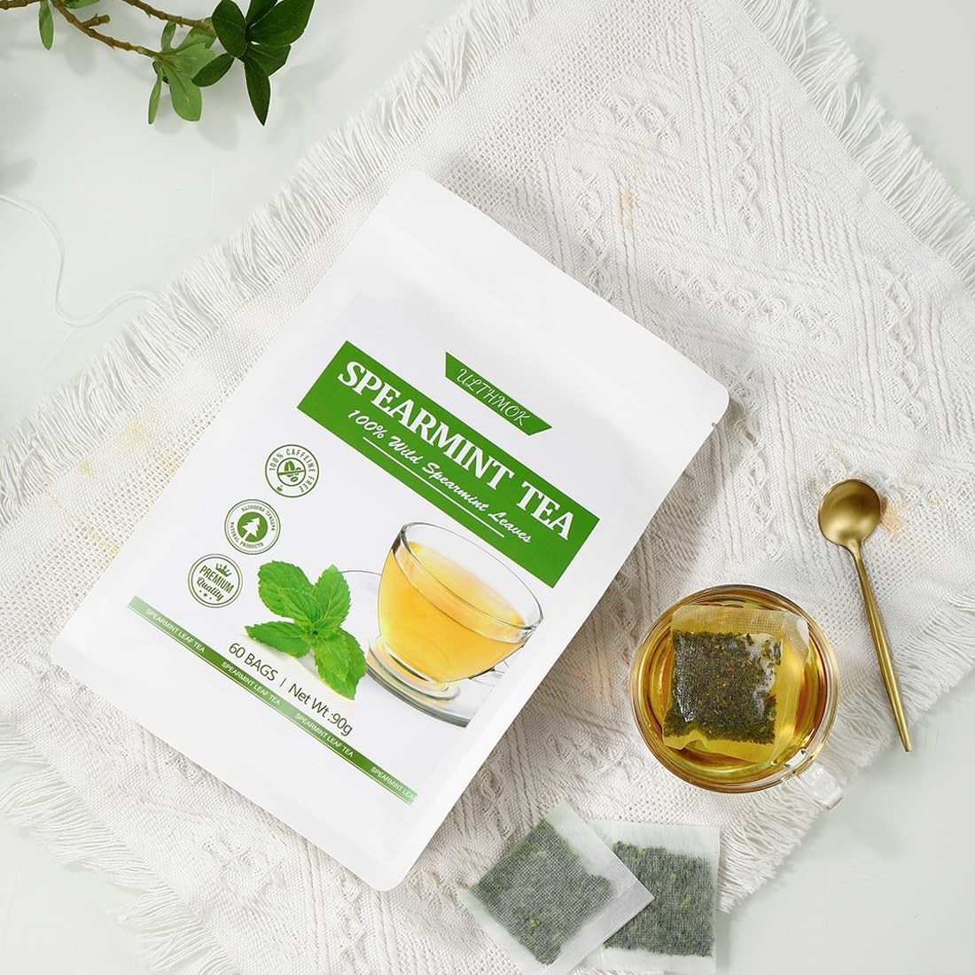 Luxurious 60 Count Spearmint Tea Bags – Smooth Taste & 720 Days Shelf Life
