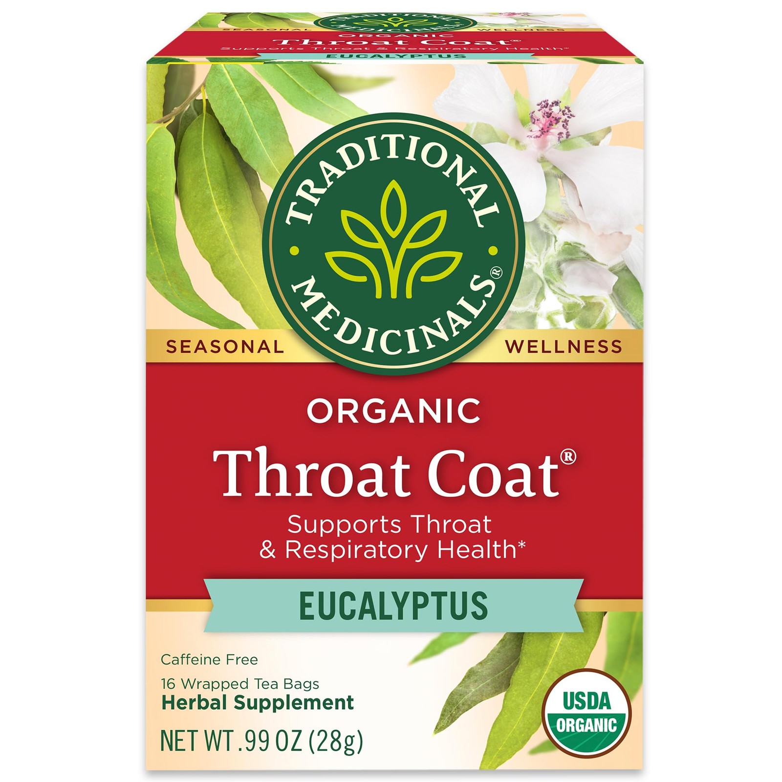 Traditional Medicinals Organic, Throat Coat 16 Count (Pack of 1), No Color