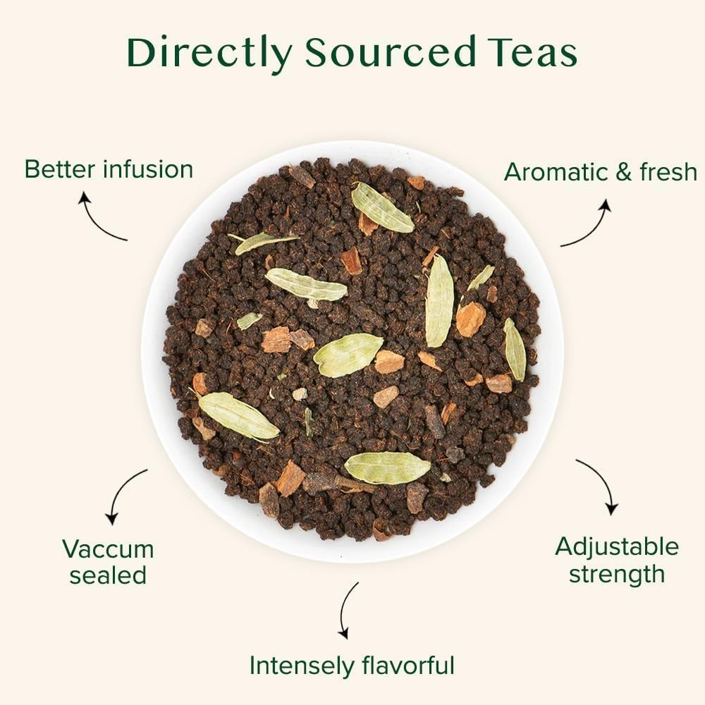India’s Masala Chai Tea Loose Leaf 50 Cups/3.53oz Blend Of Black Tea, Cinnam…
