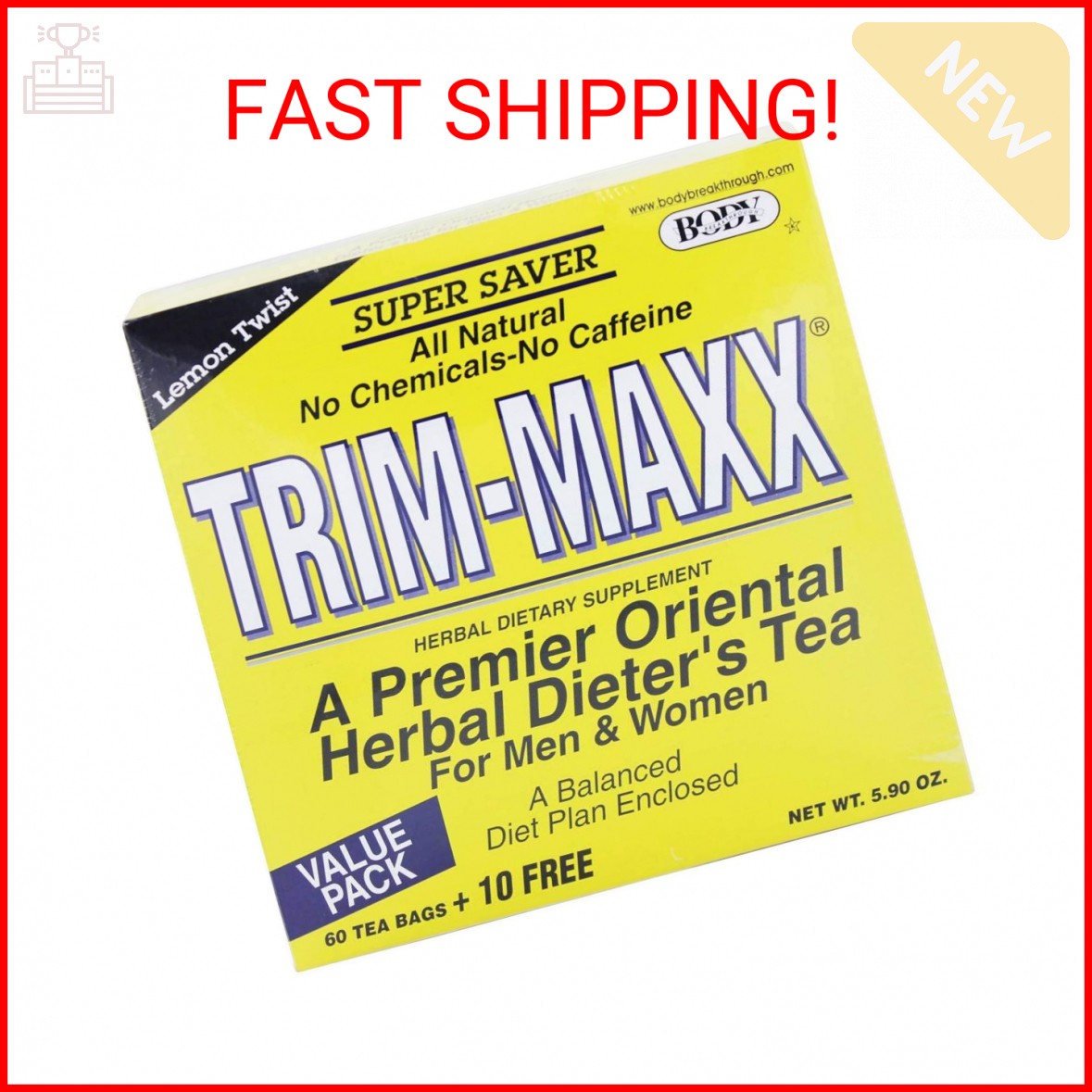 Body Breakthrough Diet Trim-Maxx Tea Lemon, 60 Count