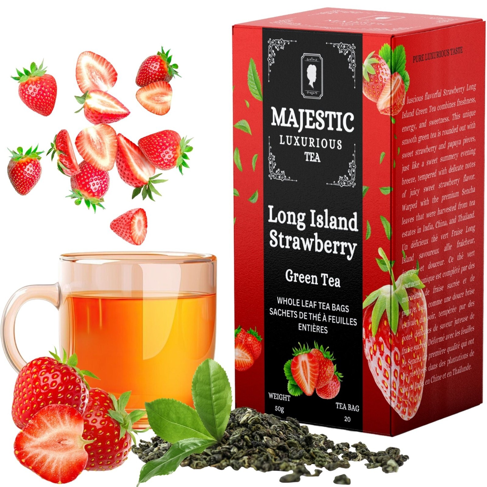 Majestic Tea| LONG ISLAND STRAWBERRY| Green Tea