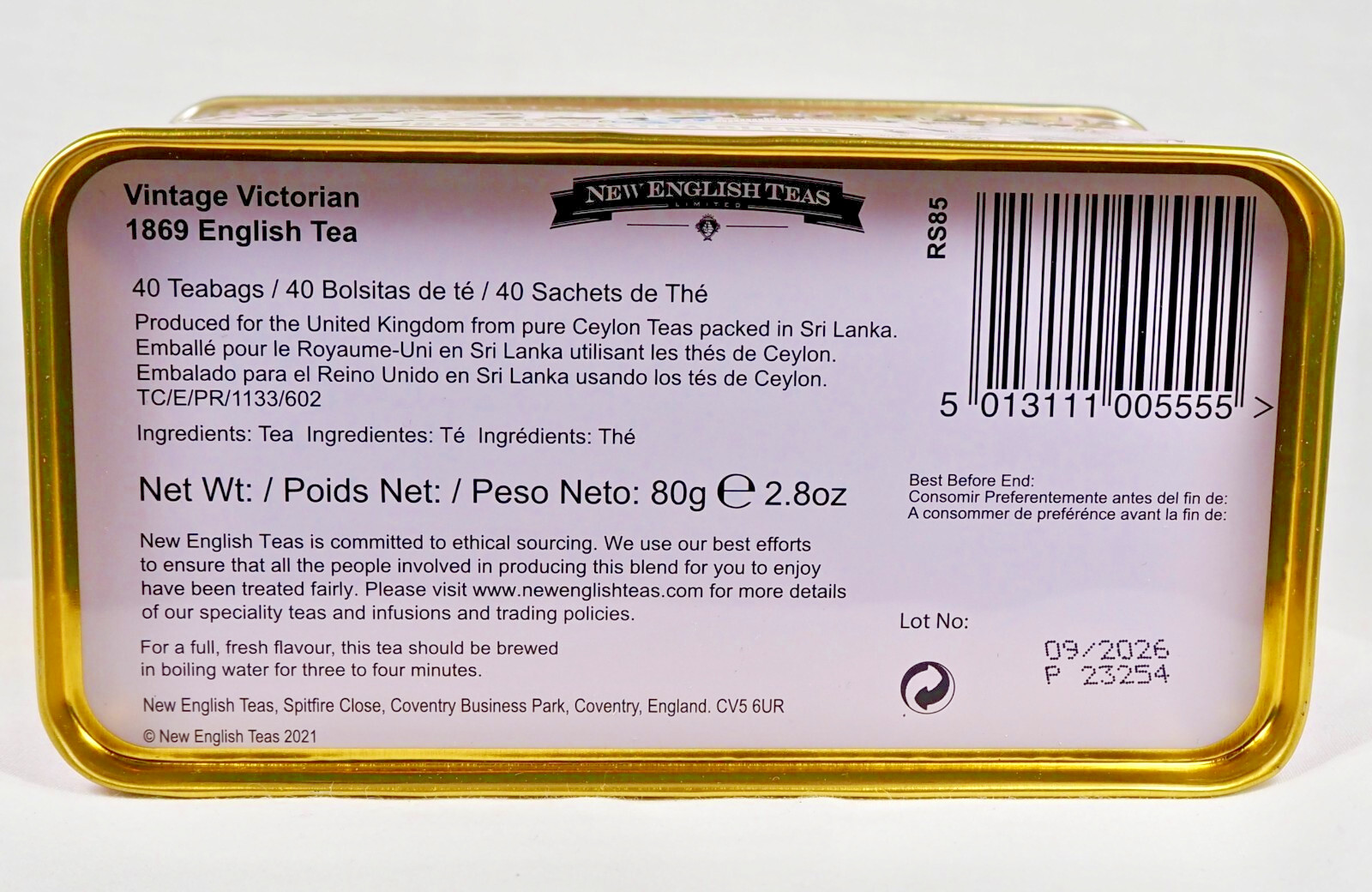 5.5″ x 3″ x 3.5″ Traditional English Black Tea Blend Canister