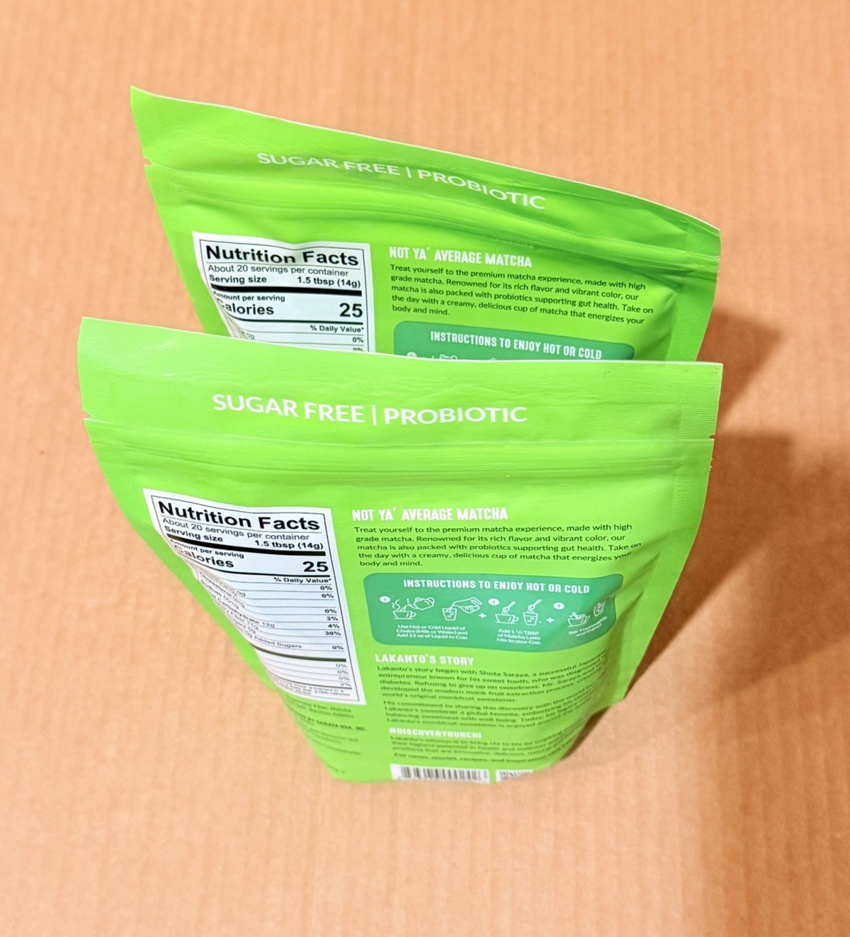 2 X Lakanto Matcha Latte Green Tea Powder 10oz Vegan Sugar Free Gluten Free
