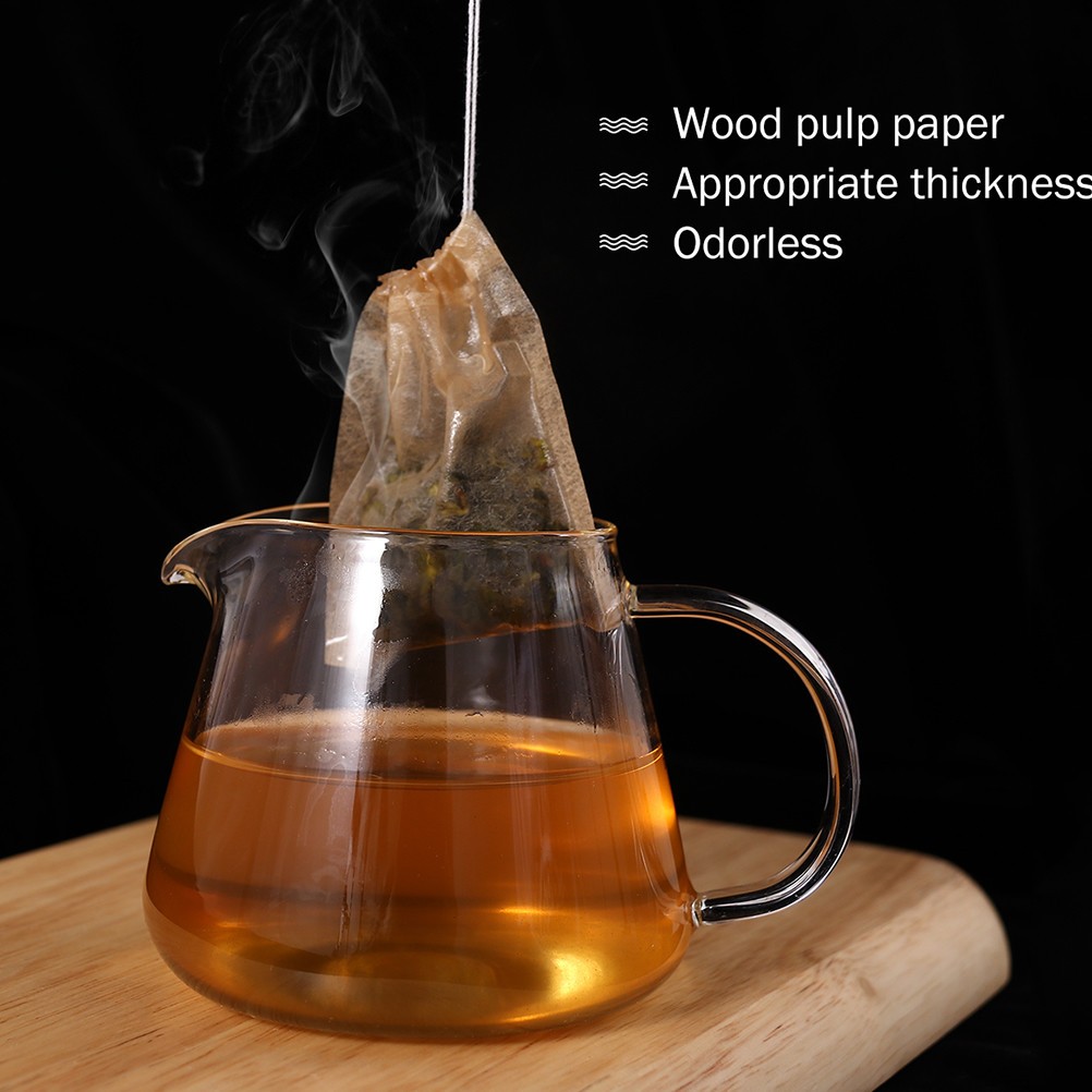 100Pcs Reusable Drawstring Tea Bags for Loose Leaf Tea Brewing Light Brown