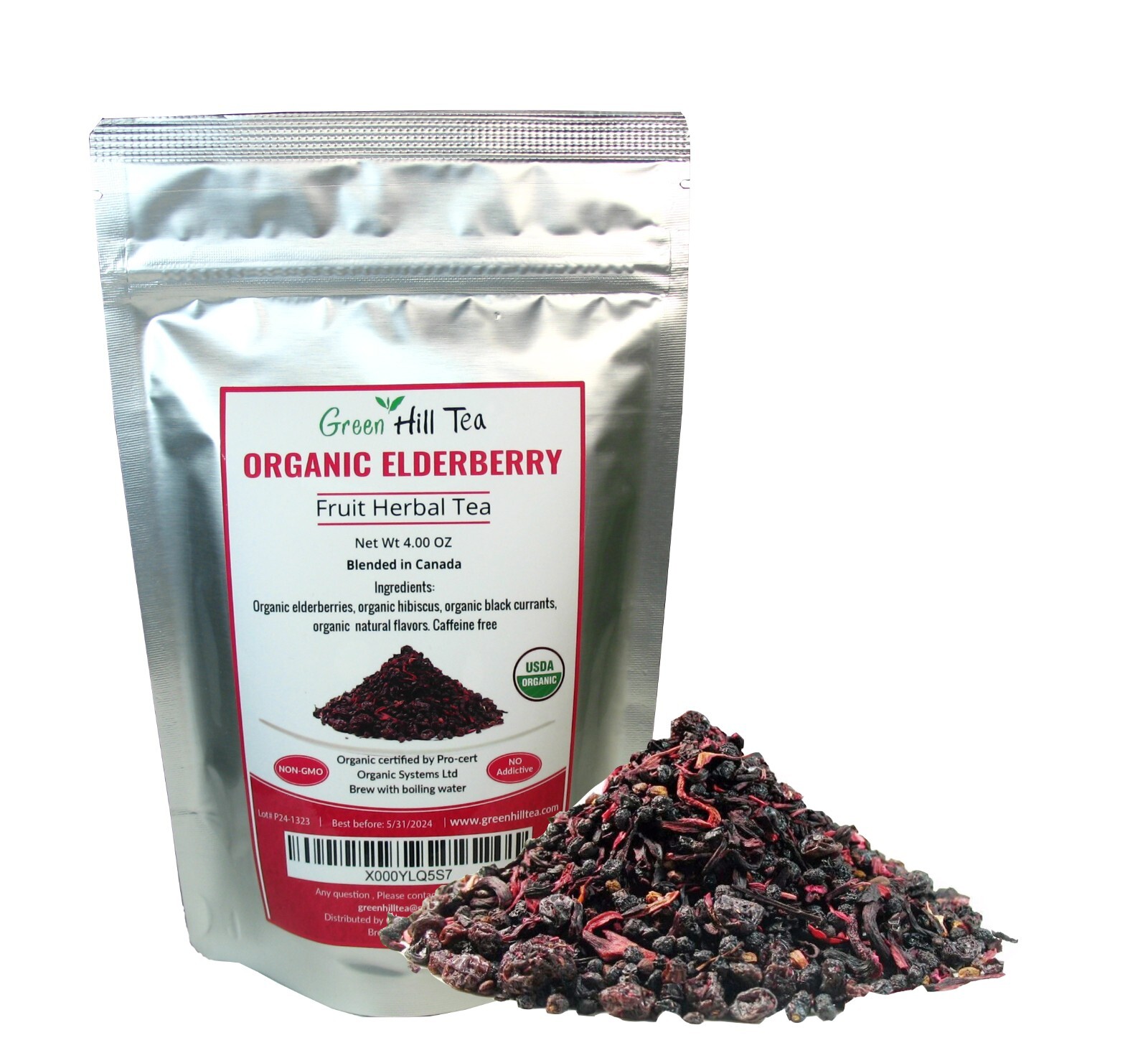Organic Elderberry Fruit Herbal Tea Immune system boost Hot or Iced Tea 4 OZ